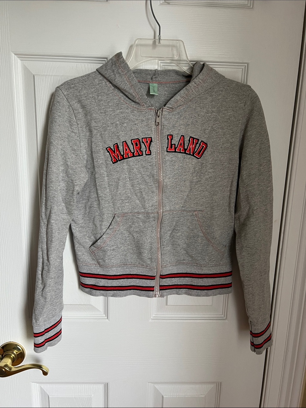 Pastel - University of Maryland Grey Crop Zip-Up Women’s Hoodie - Size Medium